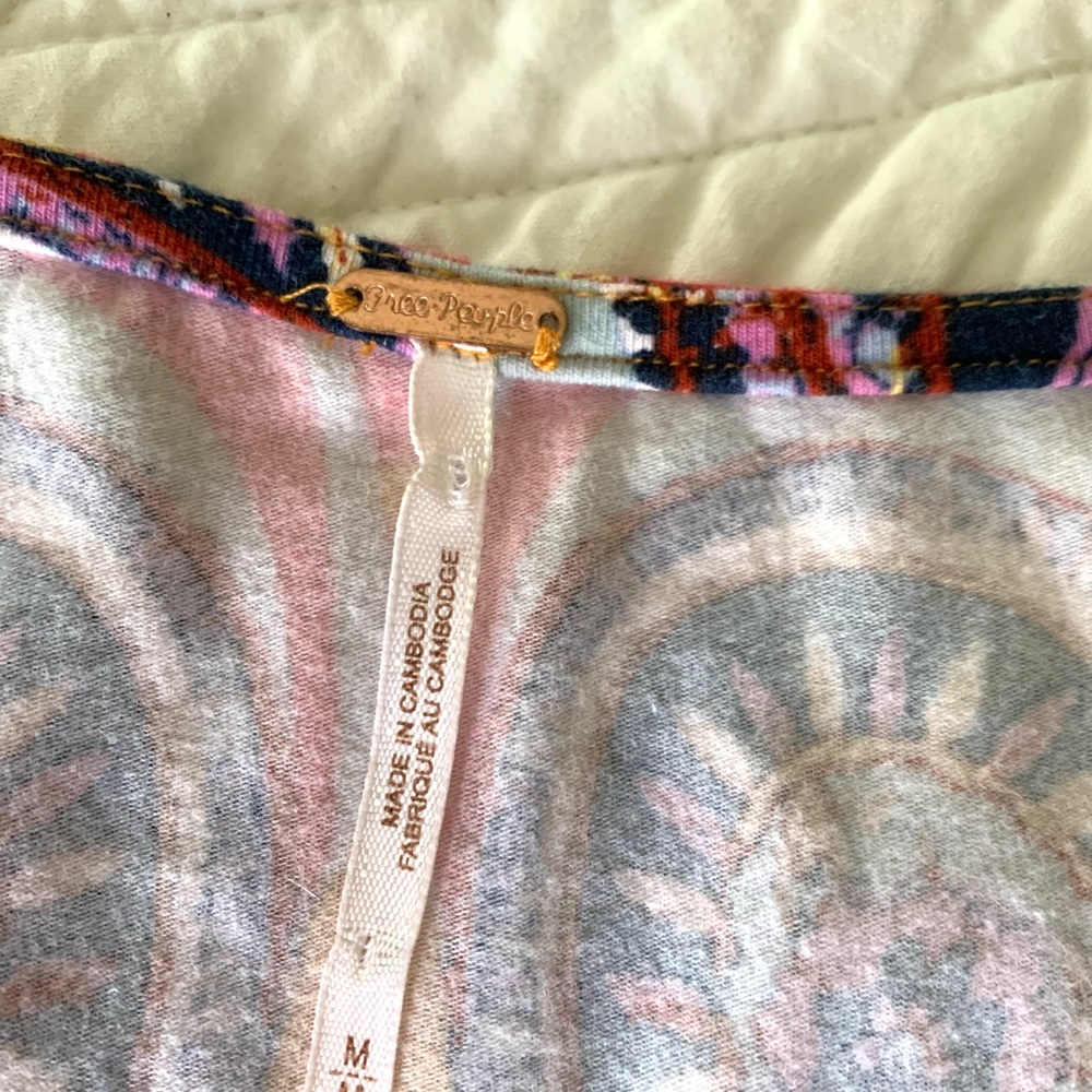 Free People Bodysuit Long Sleeve Top Boho Hippie Top Sz M - Picture 10 of 12